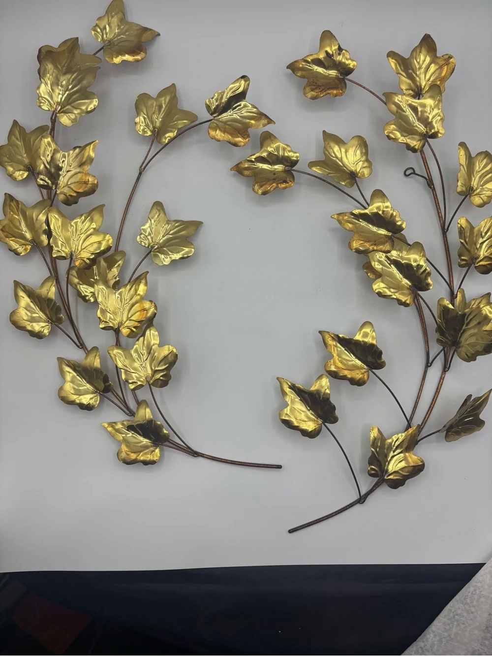 Vintage Metal HOMCO Home Interior Leaves Swag Wall Decor Set Of 2